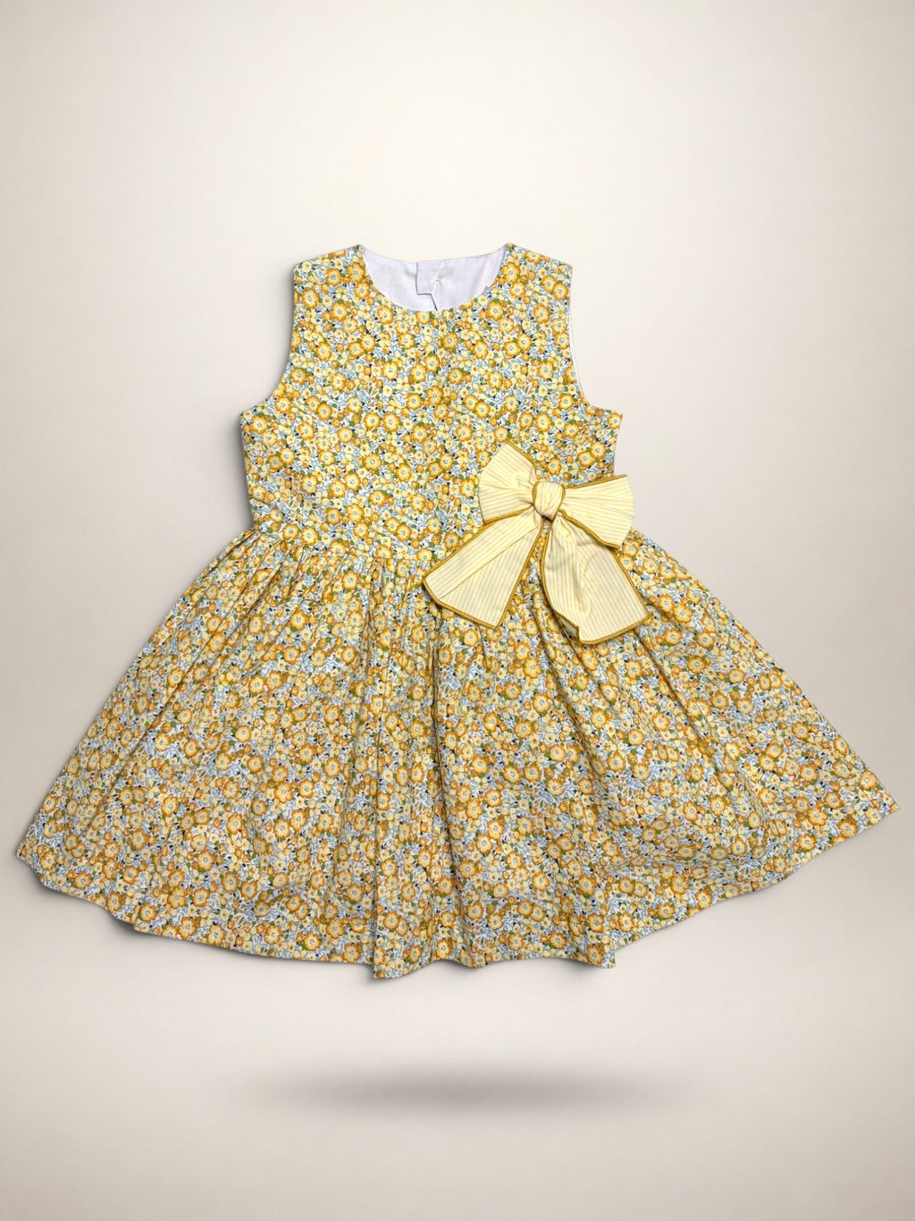 Alessandra Yellow Floral Dress With Bow