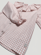 Pink Blouse With Gingham Print - Mi Nina Kids