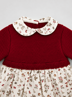 Red Knit Baby Dress with Printed Skirt - Mi Nina Kids