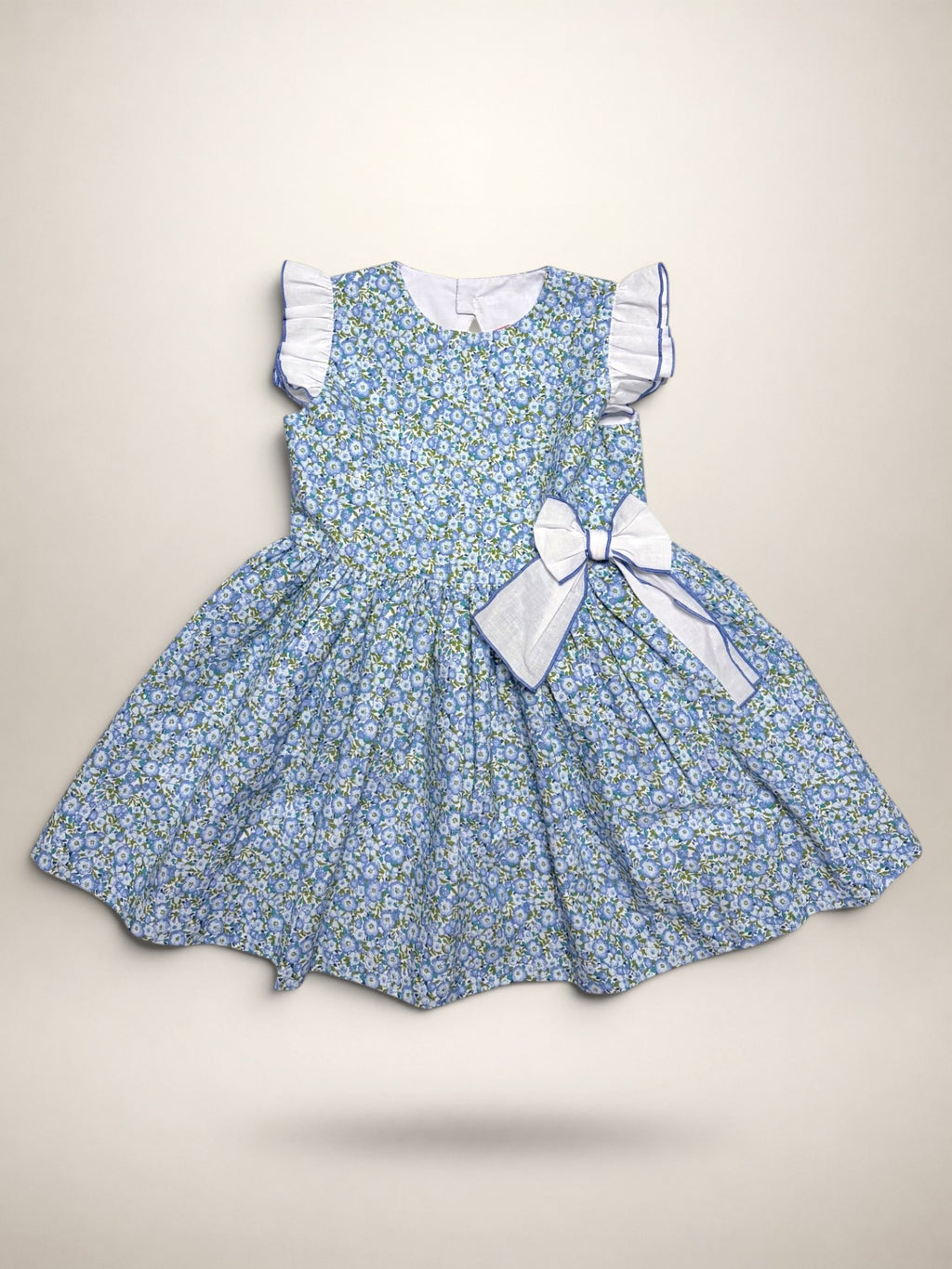 Alessandra Blue Floral Dress With Bow