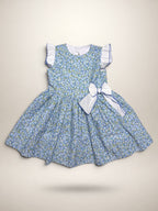 Alessandra Blue Floral Dress With Bow - Mi Nina Kids