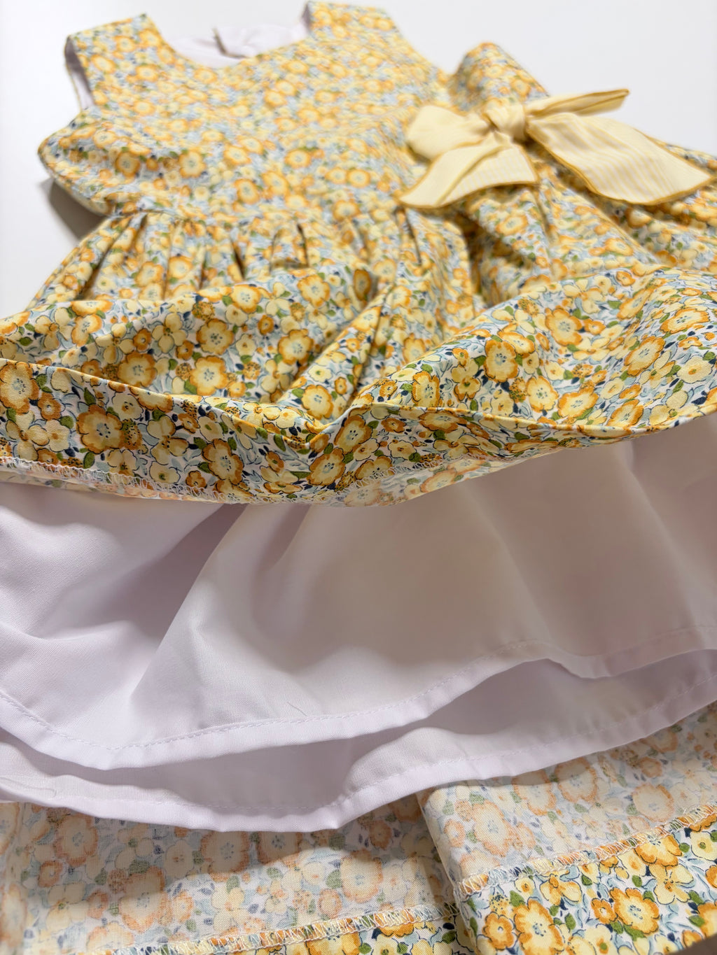 Alessandra Yellow Floral Dress With Bow