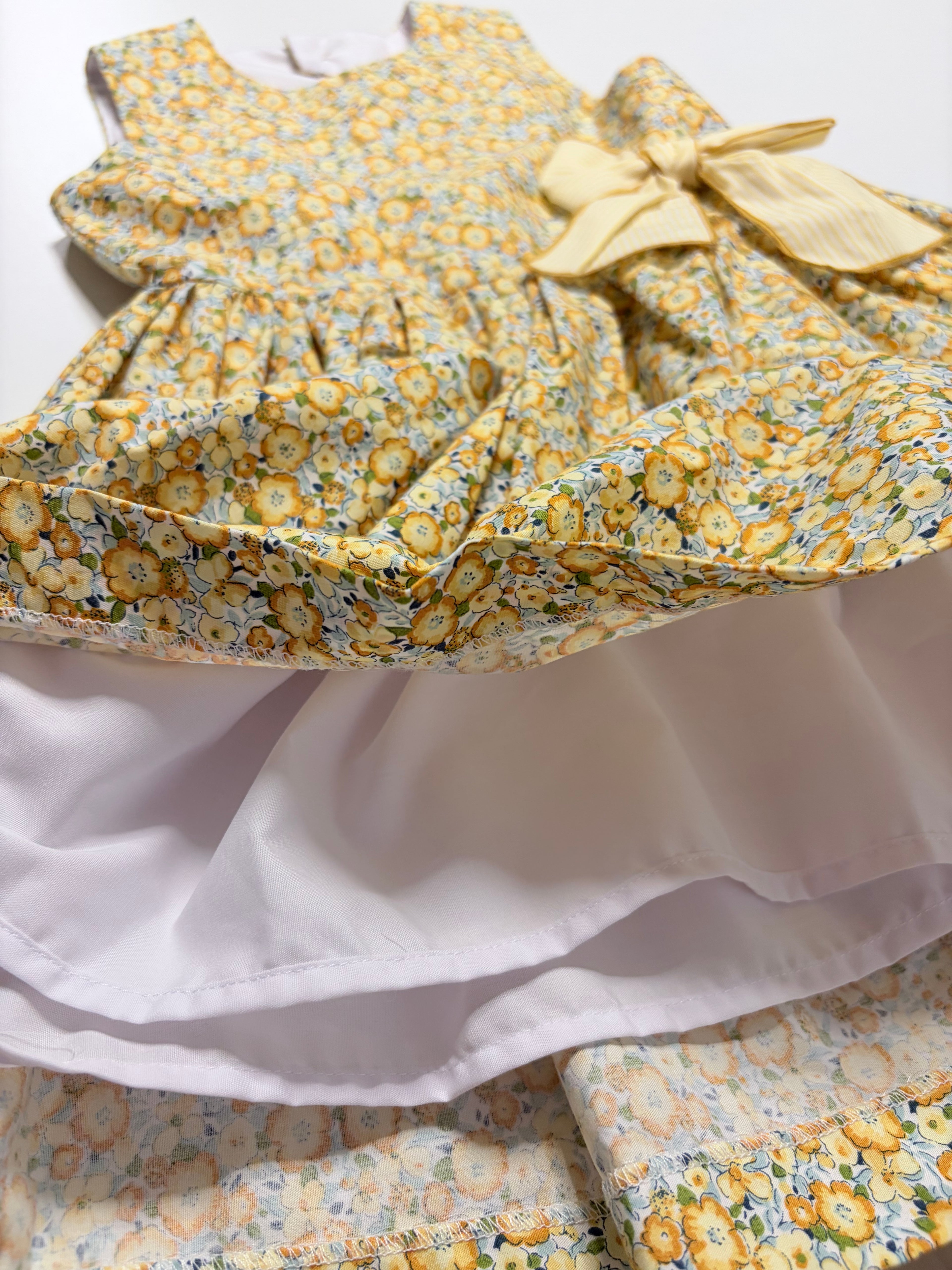 Alessandra Yellow Floral Dress With Bow