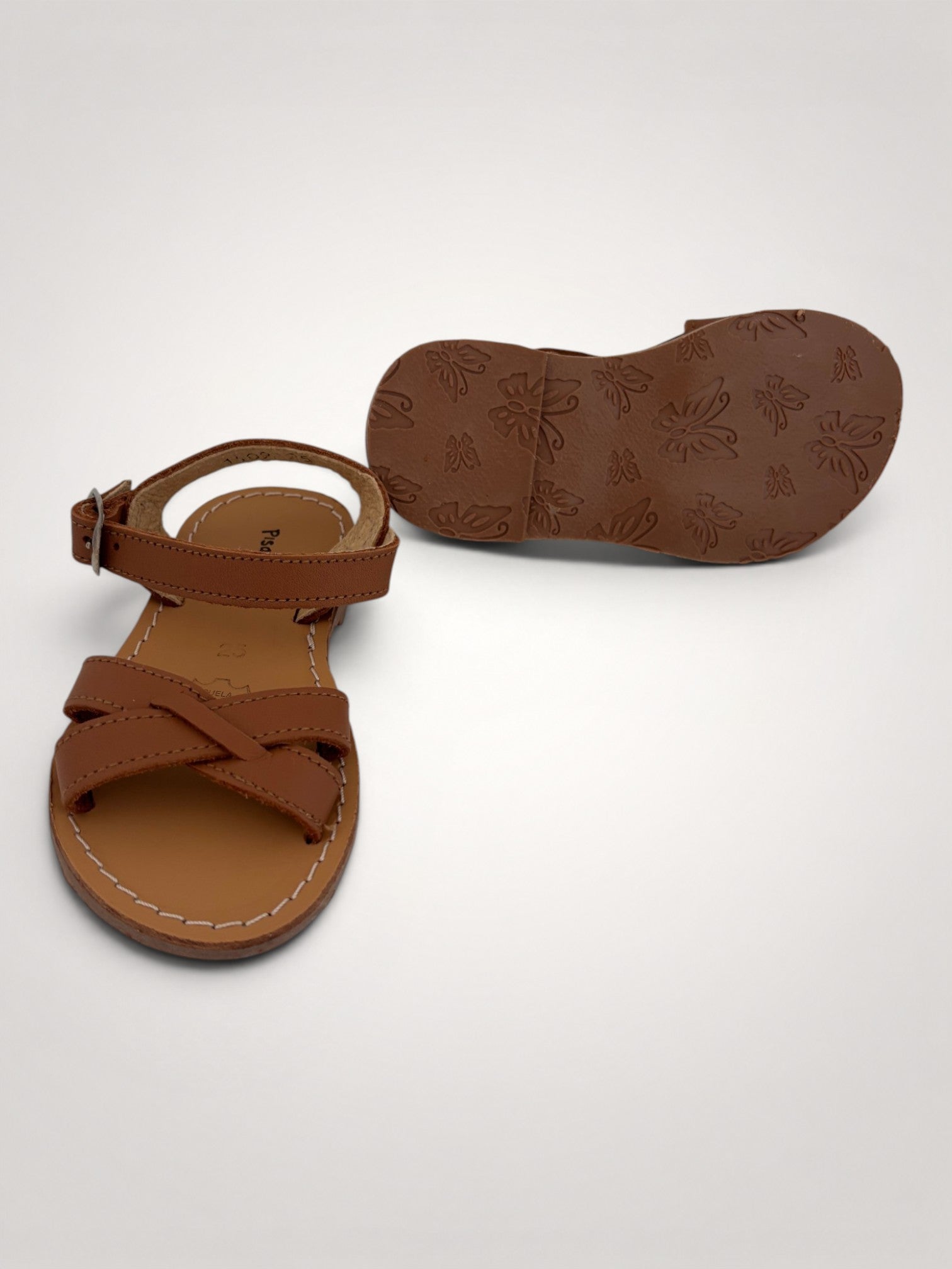 Soft Tan Leather Sandals For Girls