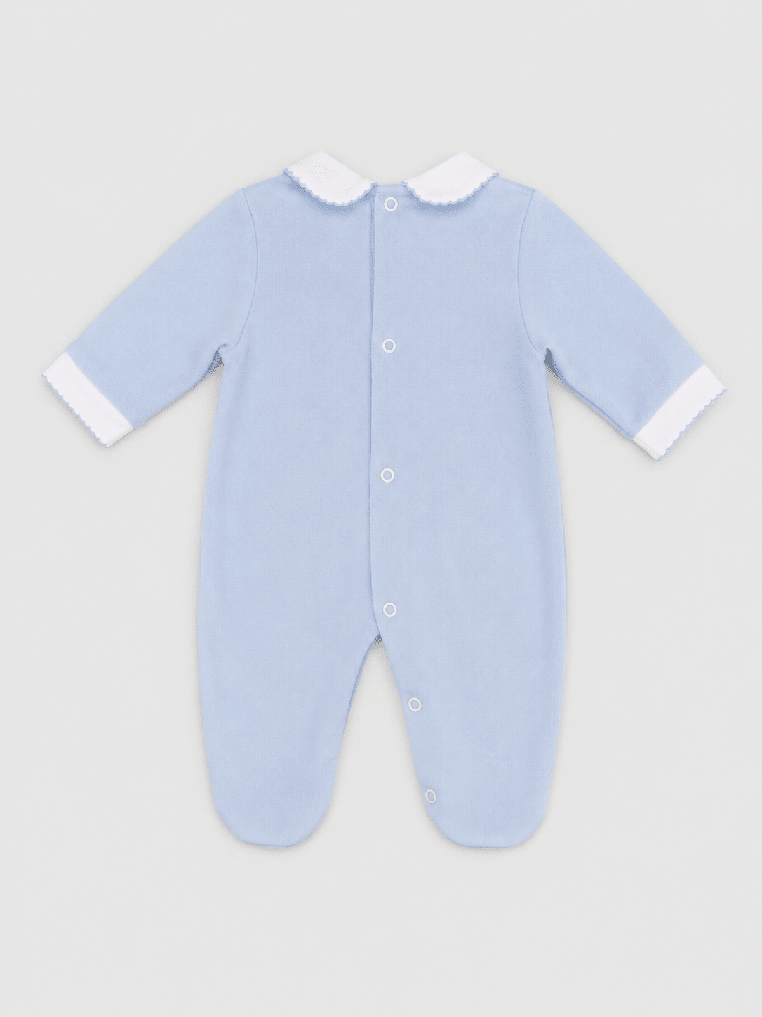 Light Blue Footed Onesie with Scalloped Collar - Mi Nina Kids