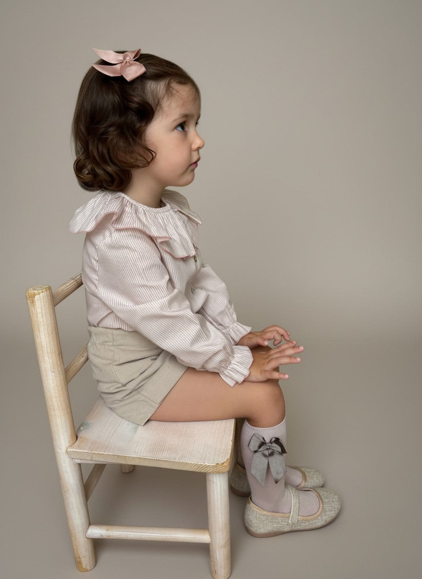 Pink Blouse With Striped Print