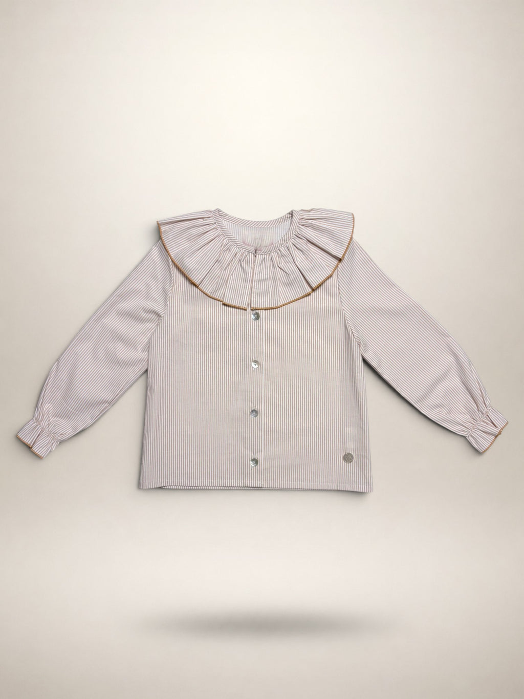 Camel Blouse With Striped Print