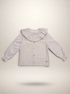 Camel Blouse With Striped Print - Mi Nina Kids