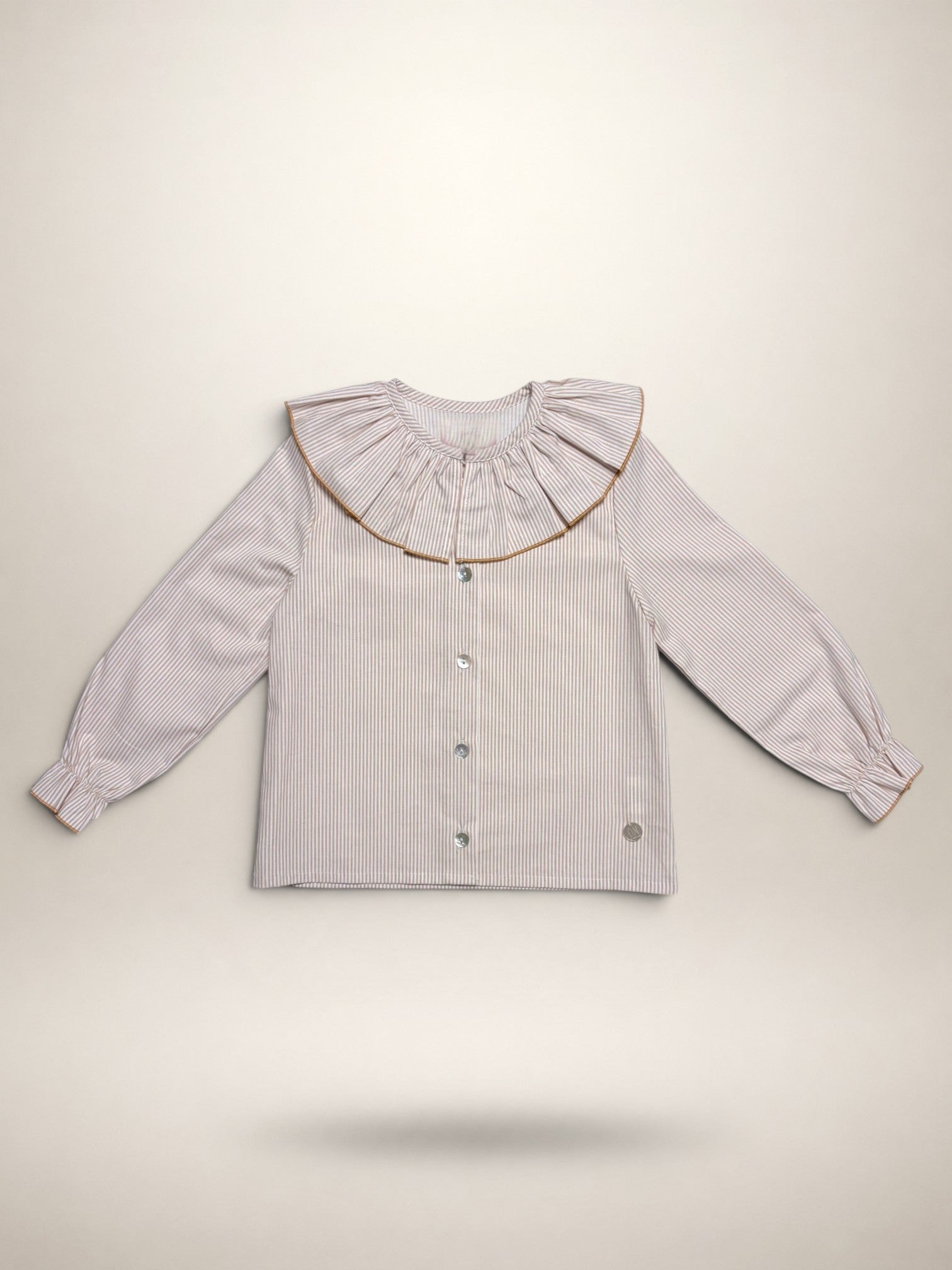 Camel Blouse With Striped Print