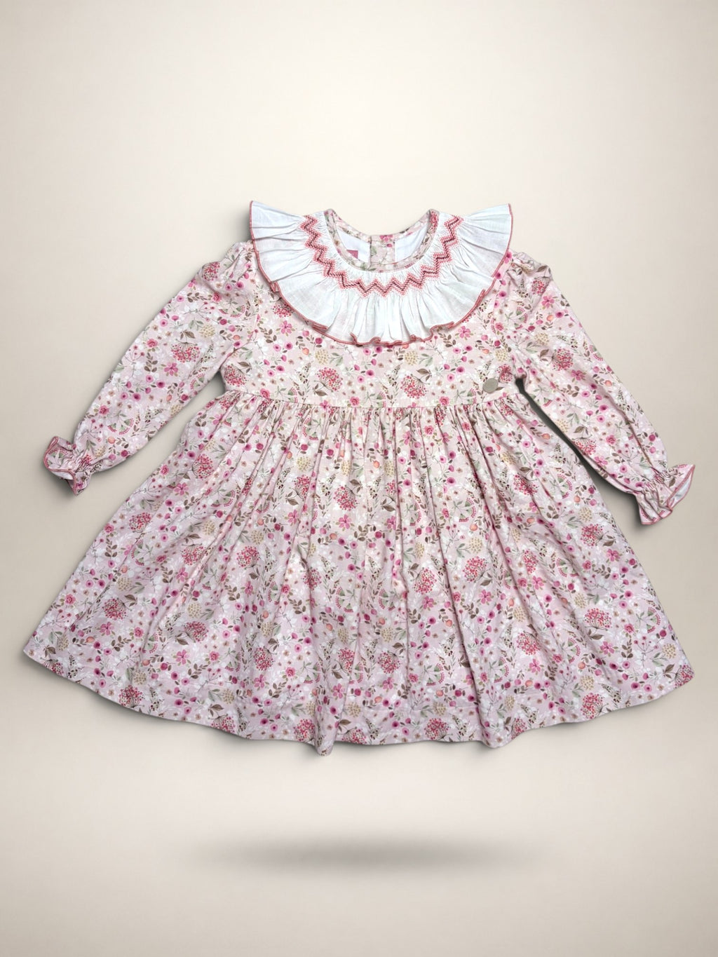 Claudia Pink Smocked Dress With Floral Print