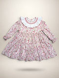 Claudia Pink Smocked Dress With Floral Print