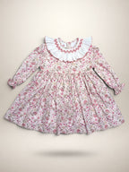 Claudia Pink Smocked Dress With Floral Print - Mi Nina Kids