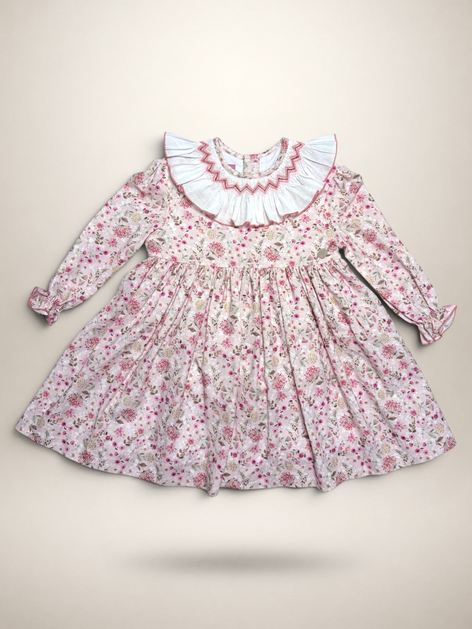 Claudia Pink Smocked Dress With Floral Print