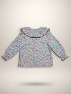 White Blouse With Floral Print - Mi Nina Kids