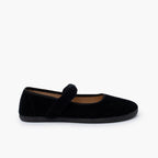 Pisamonas black velvet barefoot Mary Janes - Mi Nina Kids
