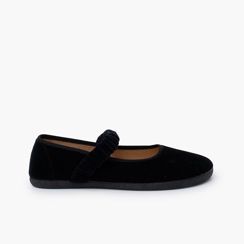Pisamonas black velvet barefoot Mary Janes - Mi Nina Kids