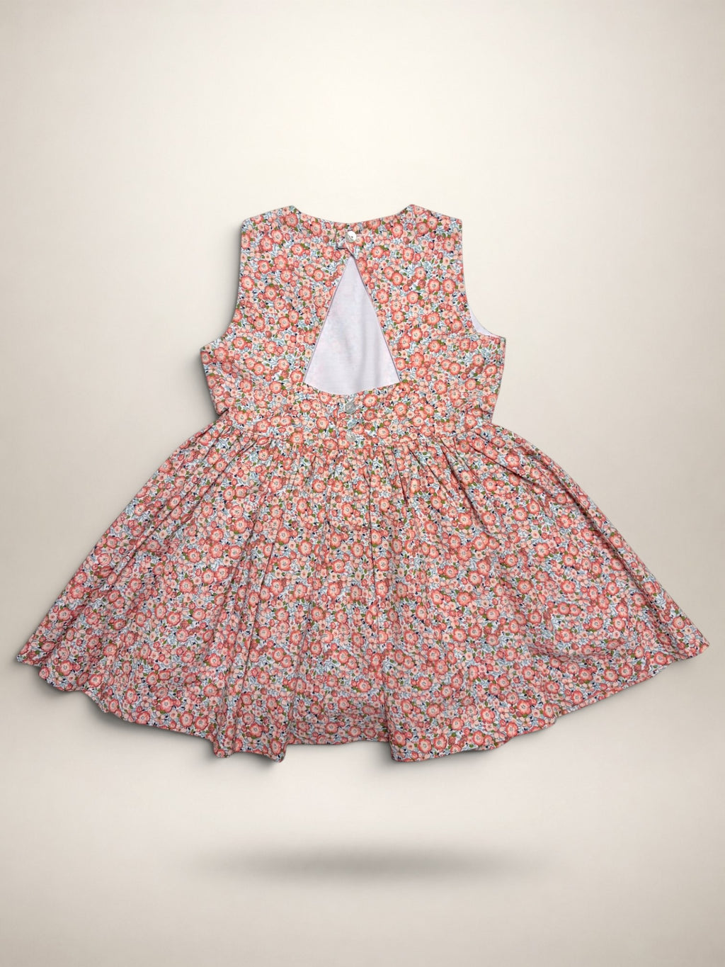Alessandra Peach Floral Dress With Bow