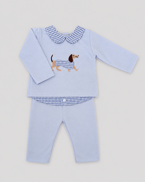 Baby Blue Embroidered Set - Mi Nina Kids