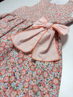 Alessandra Peach Floral Dress With Bow - Mi Nina Kids