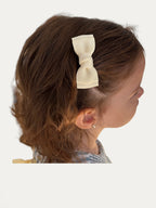 White grosgrain bow hair clip for girls