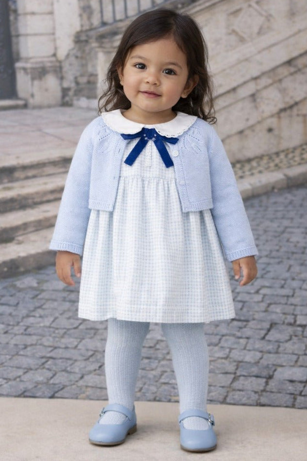 Girl’s cardigan in cashmere with eyelet detailing and mother-of-pearl buttons, with a delicate and elegant finish. - Mi Nina Kids