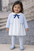 Girl’s cardigan in cashmere with eyelet detailing and mother-of-pearl buttons, with a delicate and elegant finish. - Mi Nina Kids