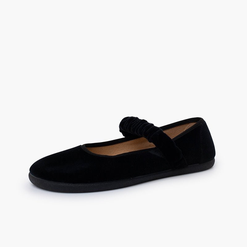 Pisamonas black velvet barefoot Mary Janes - Mi Nina Kids