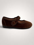 Velvet Brown Mary Jane With Button