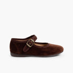 Pisamonas brown velvet Mary Janes - Mi Nina Kids
