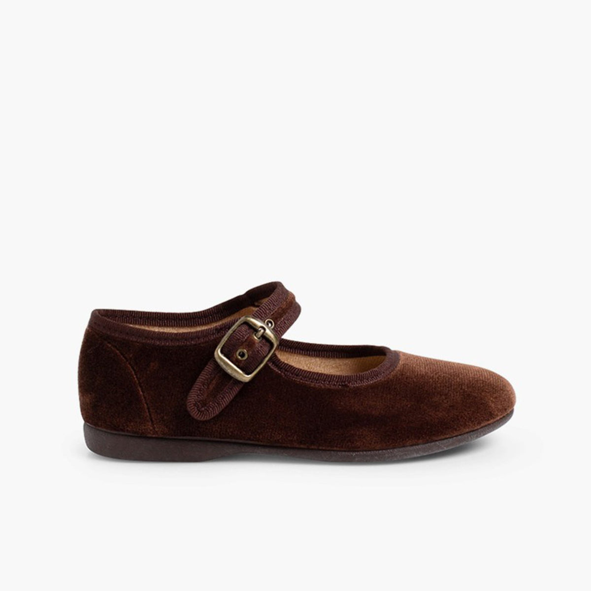 Pisamonas brown velvet Mary Janes - Mi Nina Kids