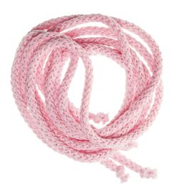 Long braided cotton hair cord for girls in Light Pink; soft pastel tone, elegant braided design, made in Spain and shipped from Switzerland.