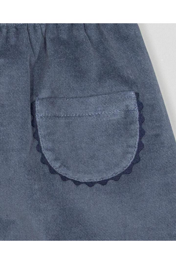 Girl blue corduroy skirt with pockets and buttons