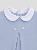 Light Blue Footed Onesie with Scalloped Collar - Mi Nina Kids