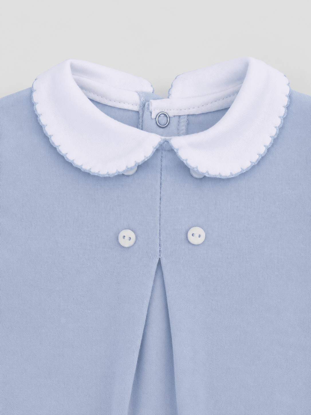 Light Blue Footed Onesie with Scalloped Collar - Mi Nina Kids