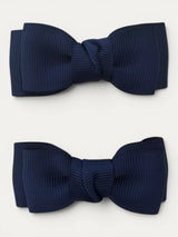 Navy Blue Grosgrain bow hair clip - Mi Nina Kids