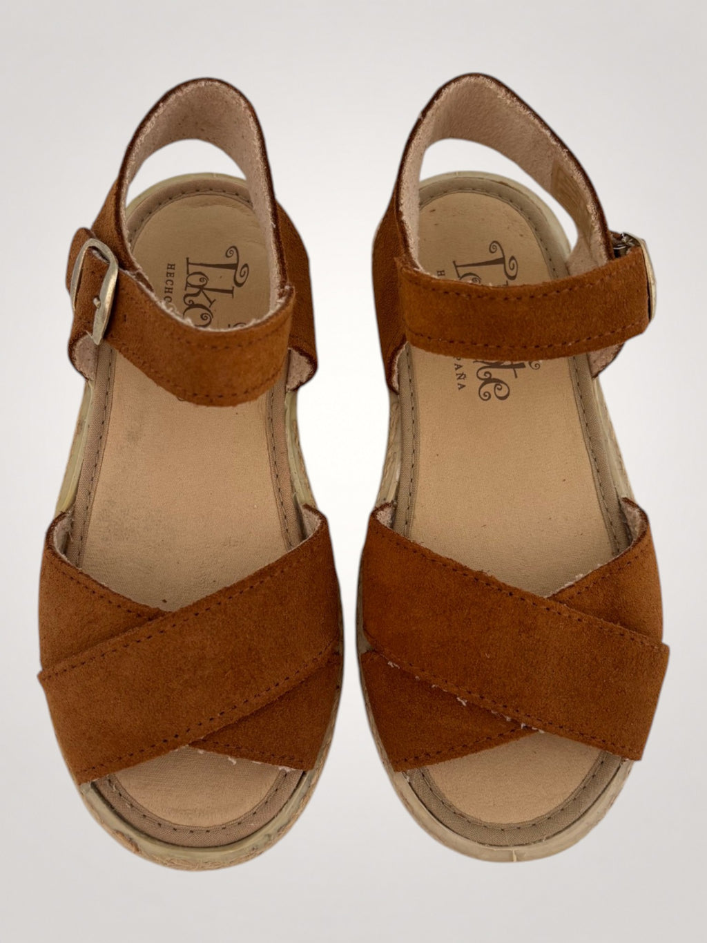 Natural Leather Cross-Strap Sandals Nubuck