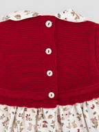 Red Knit Baby Dress with Printed Skirt - Mi Nina Kids
