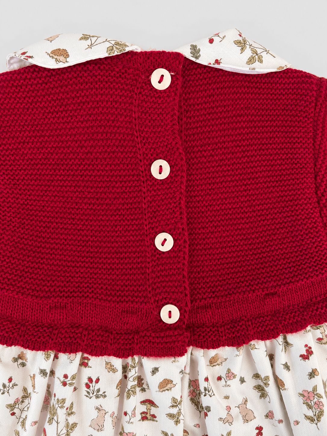 Red Knit Baby Dress with Printed Skirt - Mi Nina Kids