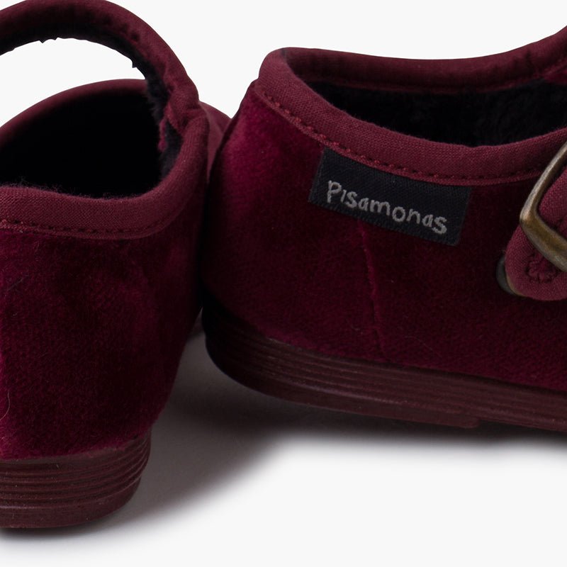Pisamonas burgundy velvet Mary Jane - Mi Nina Kids