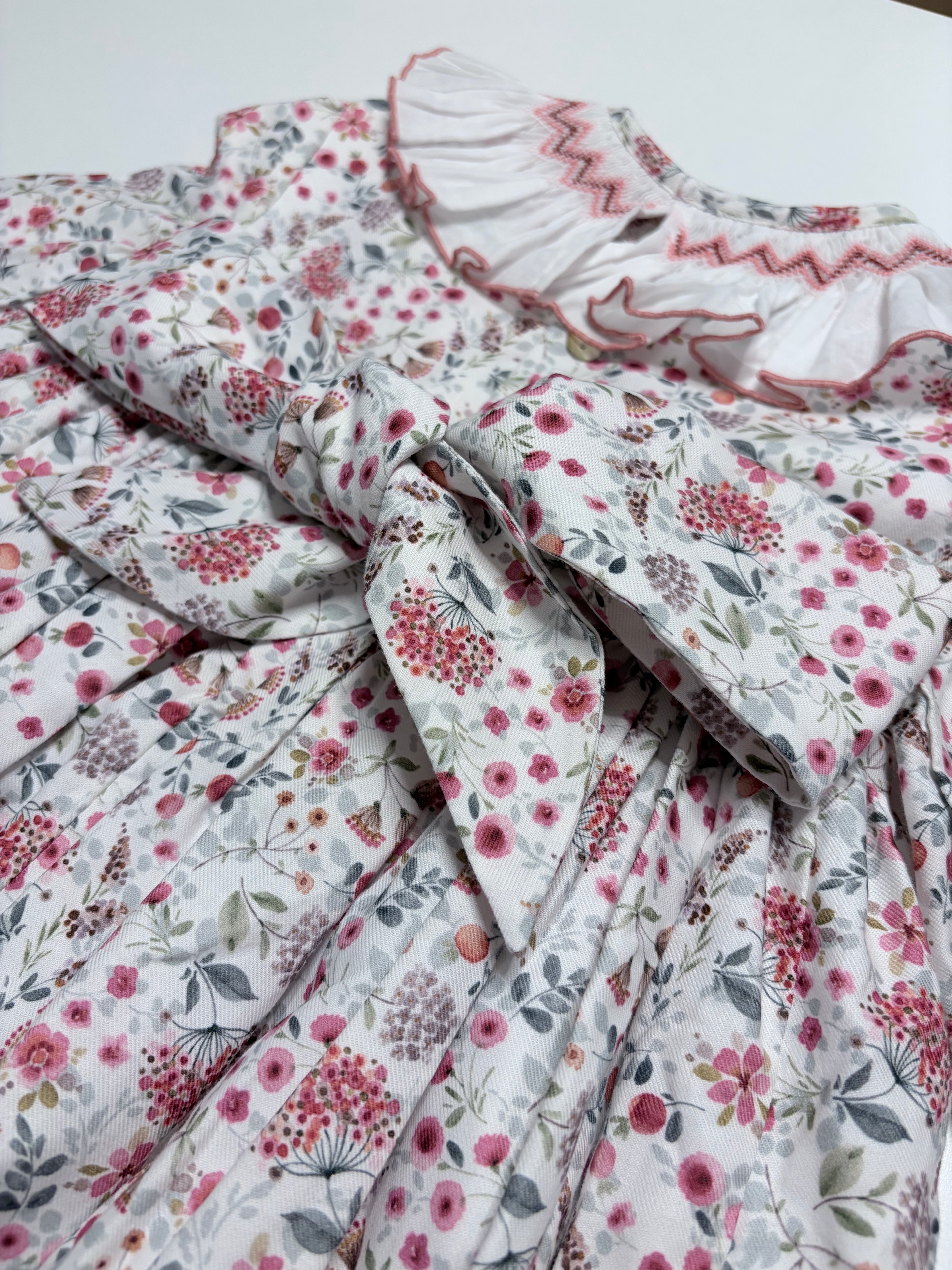 Claudia White Smocked Dress With Floral Print