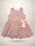 Alessandra Peach Floral Dress With Bow