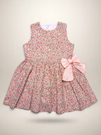 Alessandra Peach Floral Dress With Bow - Mi Nina Kids