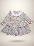 Sofia Terracotta Smocked Dress With Floral Print