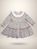 Sofia Terracotta Smocked Dress With Floral Print - Mi Nina Kids
