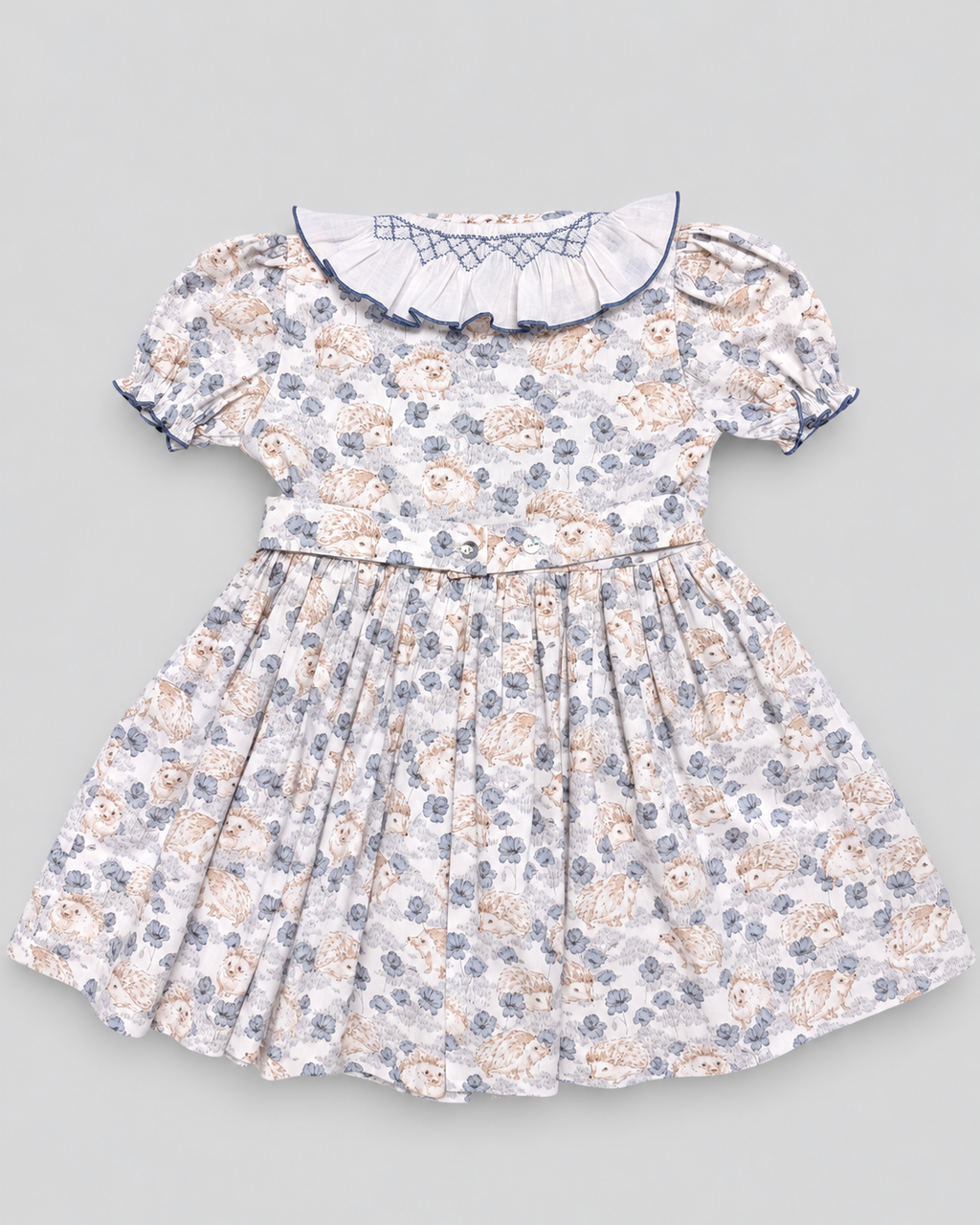 Smocked Dress With Hedgehog Print