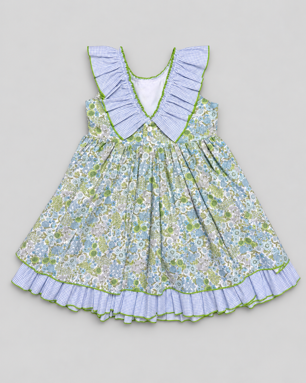 Vestido Verde Lucia con Enagua de Cuadros Verdes