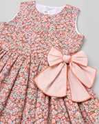 Alessandra Peach Floral Dress With Bow