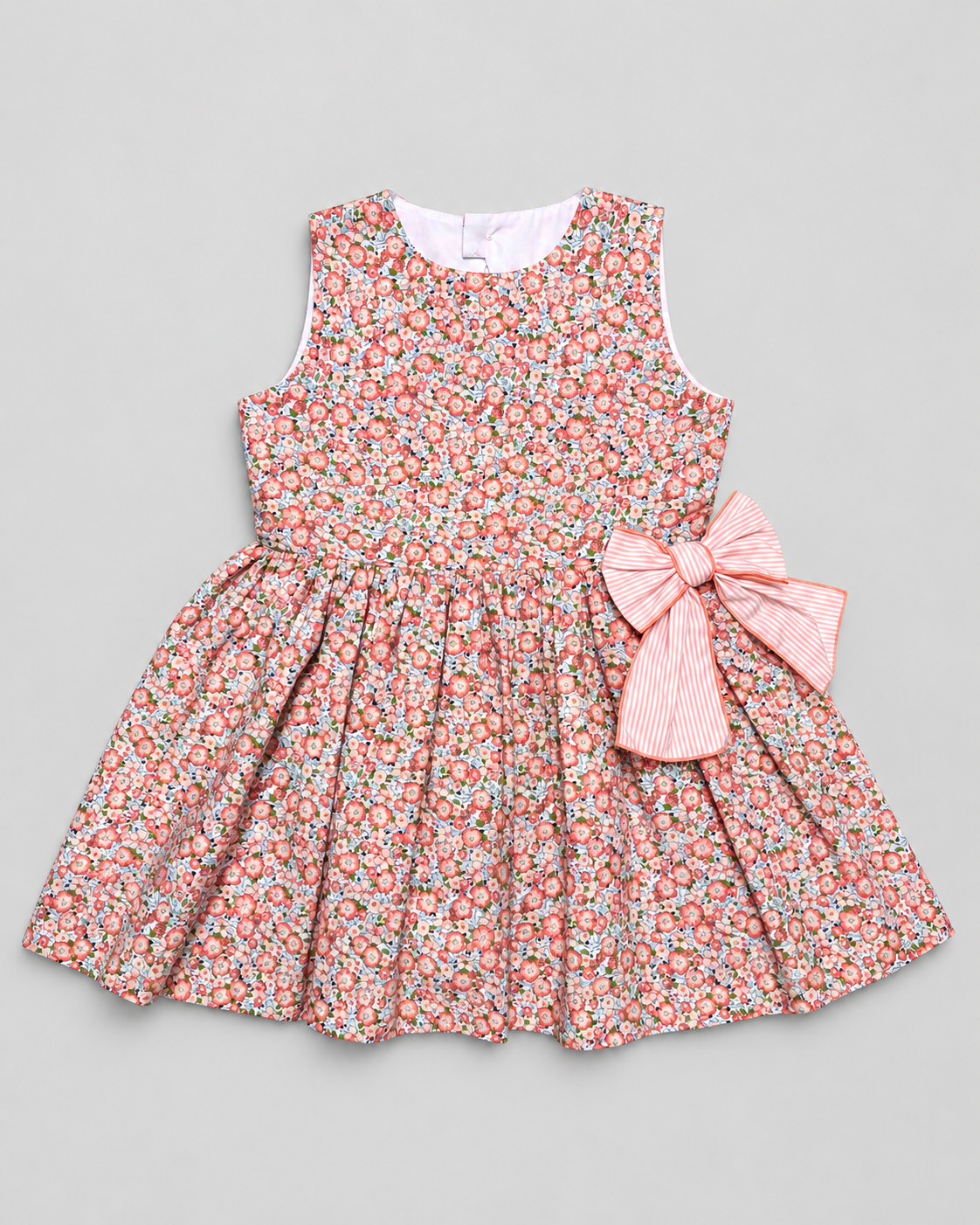 Alessandra Peach Floral Dress With Bow