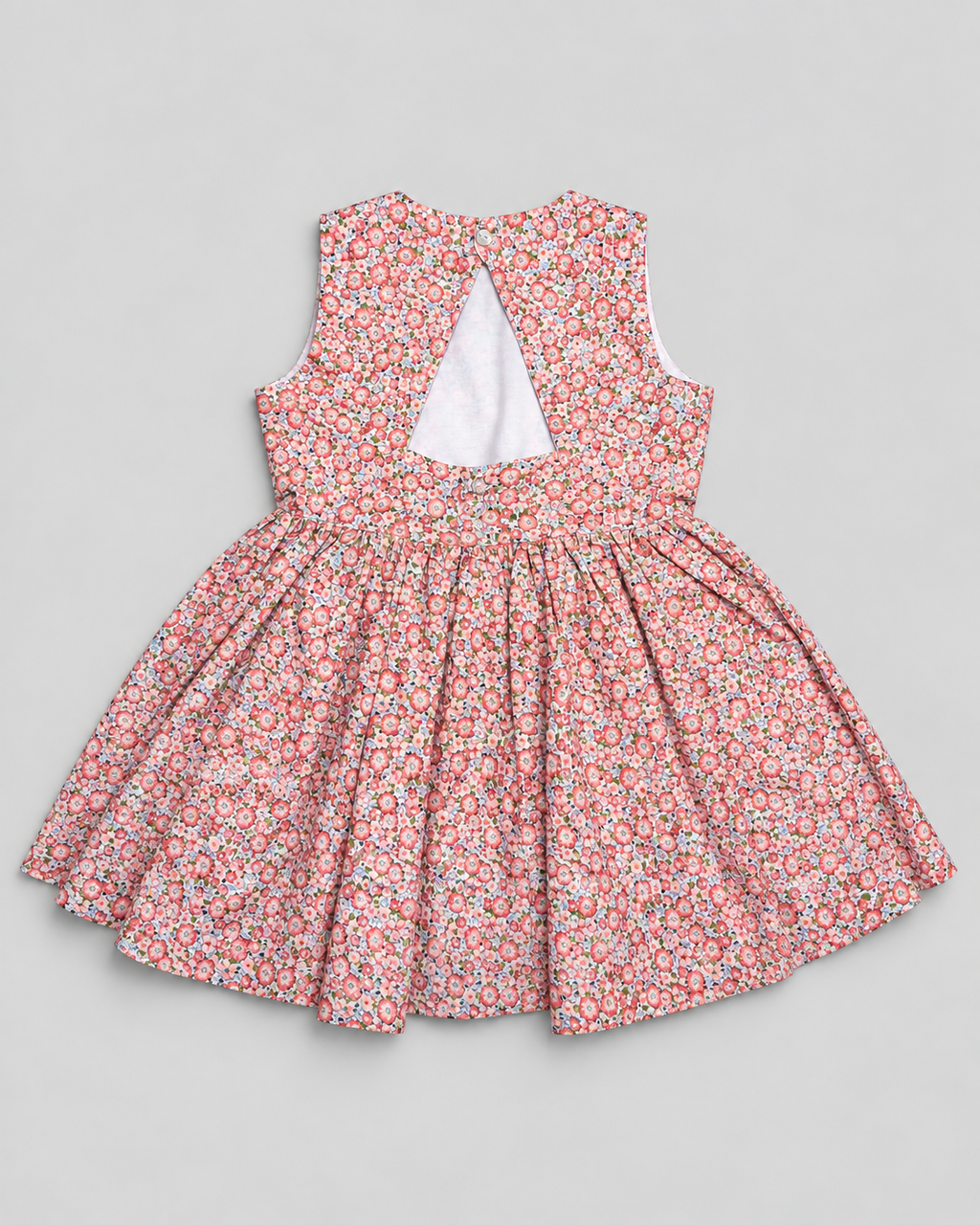 Alessandra Peach Floral Dress With Bow