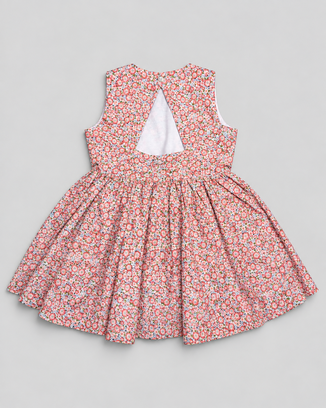 Alessandra Peach Floral Dress With Bow